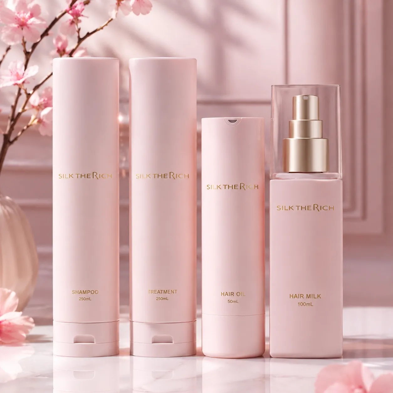 SILK THE RICH Pink Moist & Repair Shampoo, Treatment, Oil & Hair Milk